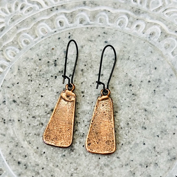 Rustic Star Copper Earrings, Handmade by Wandering Bunny LLC - Picture 3 of 10